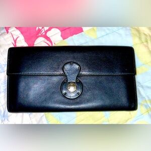 RALPH LAUREN “RICKY” Black & Purple Leather Continental Wallet-MSRP$675!!